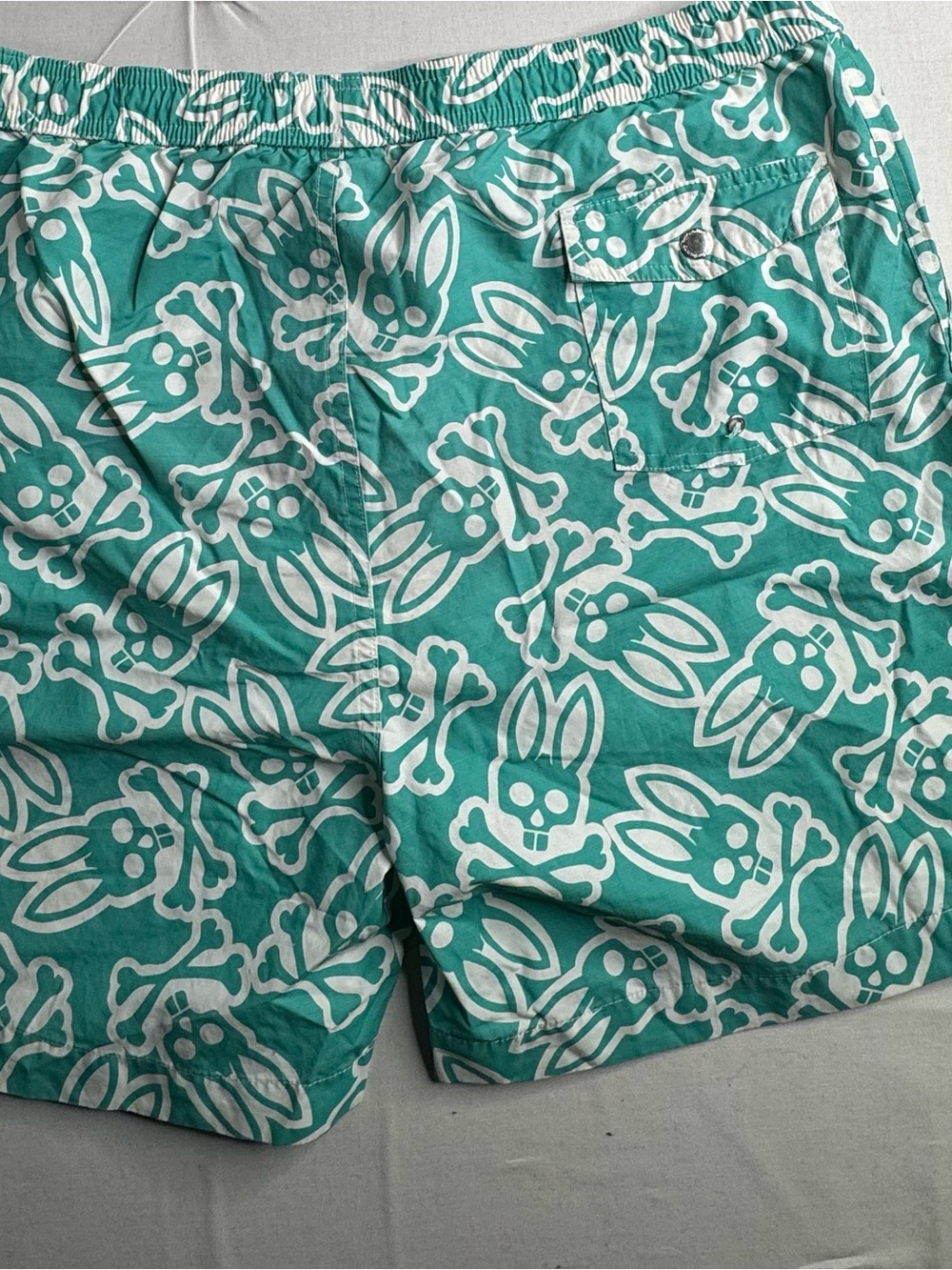 Psycho Bunny Teal and White Graphic Swim Shorts - Picture 7 of 8